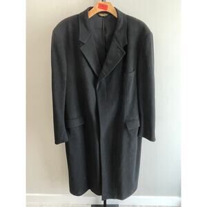 RARE Brooks Brothers 100% Pure Cashmere Black Chesterfield Trench Overcoat Mens